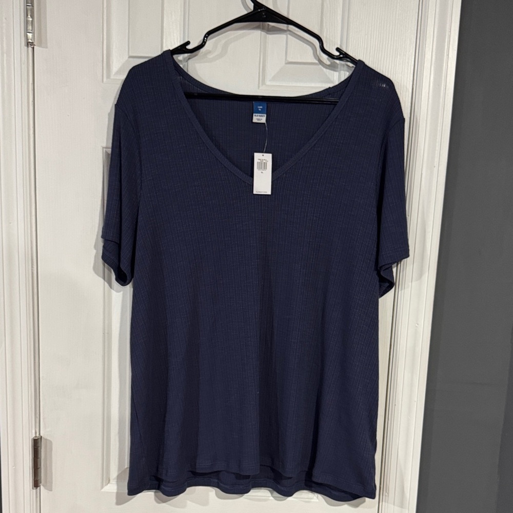 NWT Old Navy Luxe Purple Ribbed V-Neck Top